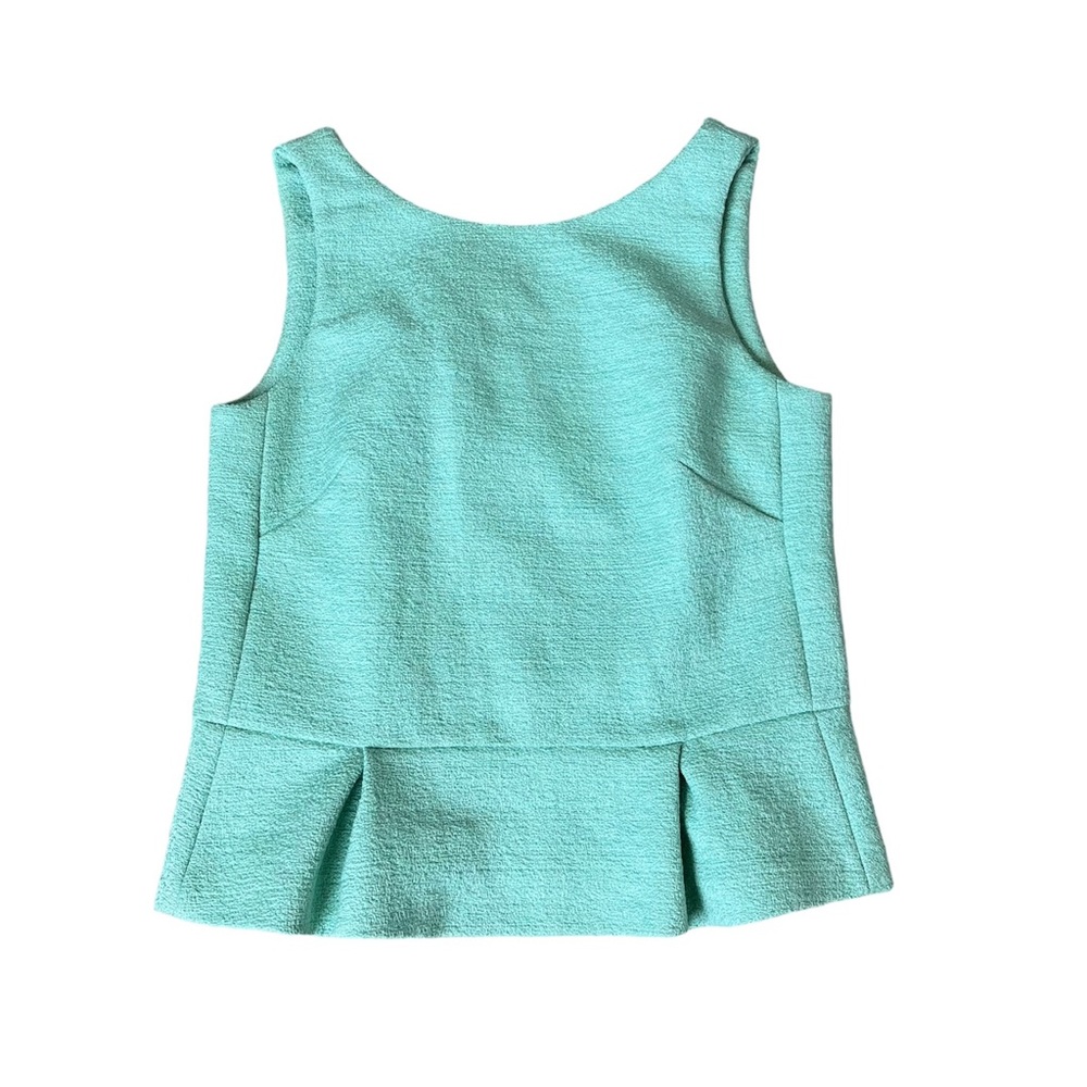 Tara Jarmon- Seafoam Green Textured Peplum Tank Top, Size 38